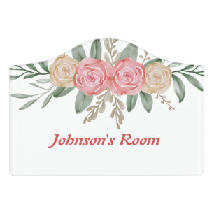 Custom name Floral Door Sign 
