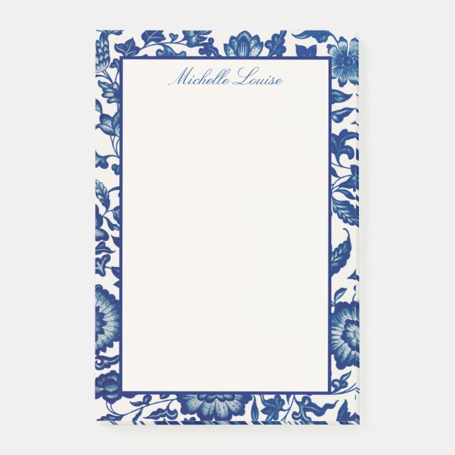 Custom Name Floral Flat Post-Its Notes (Front)