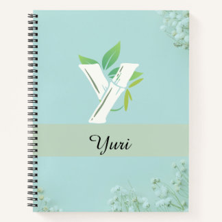 Custom Name Floral Journal in Soft Blue