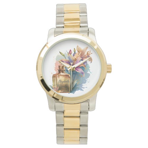 Custom Name Floral Perfume Bottle eWatch Watch