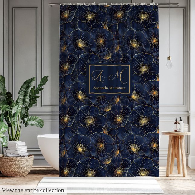 Custom Name Floral Personalized Shower Curtain (Custom Name Floral Personalized Shower Curtain)