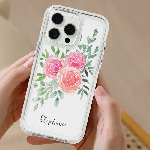 Custom Name Floral Pink iPhone 15 Pro Max Case