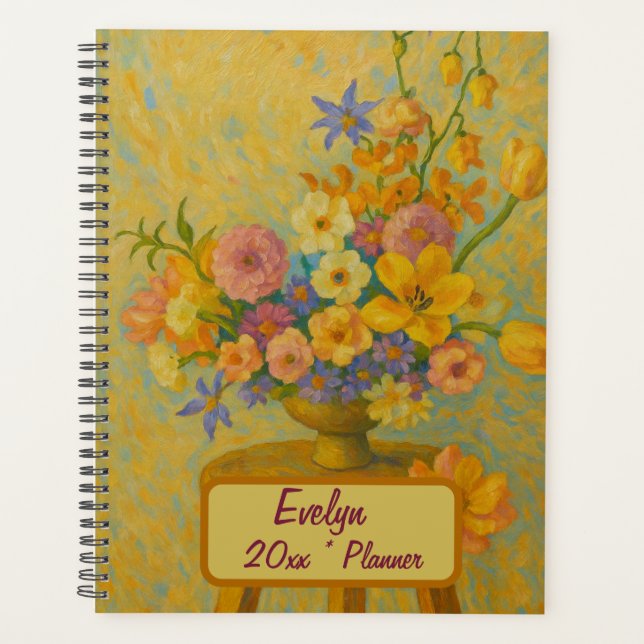 Custom Name  Floral Planner (Front)