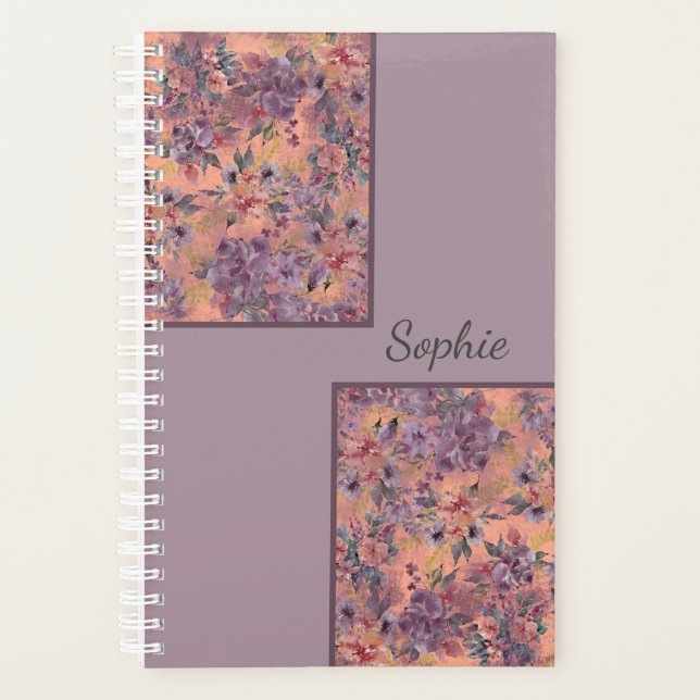 Custom Name Floral Planner Notebook (Front)