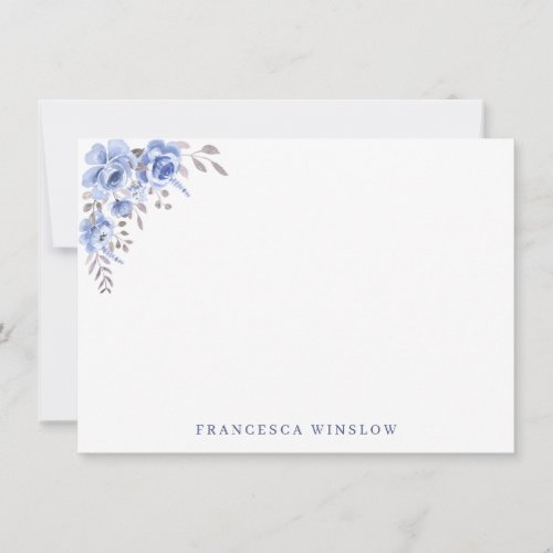 Custom Name & Floral Stationery Note Card
