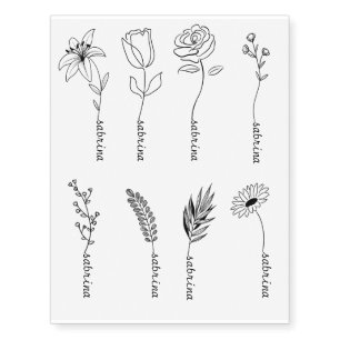 Custom Name Floral Temporary Tattoos