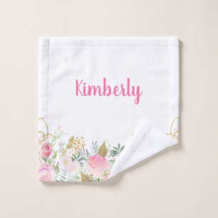 Custom Name Floral Wash Cloth