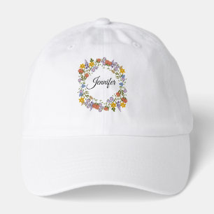 Custom Name Floral Watercolor Flowers Hat