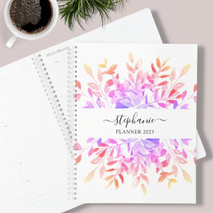 Custom Name Floral Watercolor Planner