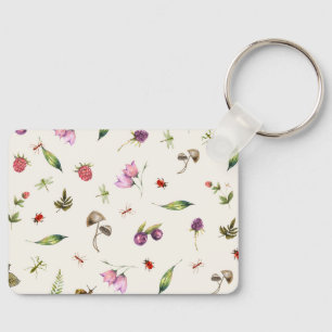 Custom Name Floral Woodland Greenery Berries Keychain