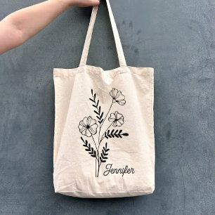 Custom Name Flower Bag for Mom, Grandma & Friends
