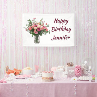 Custom Name Flower Floral Bouquet Banner