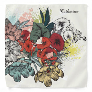 Custom Name Flower Illustration Bandana