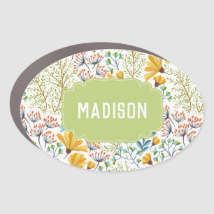 Custom name Flower Illustration car magnet