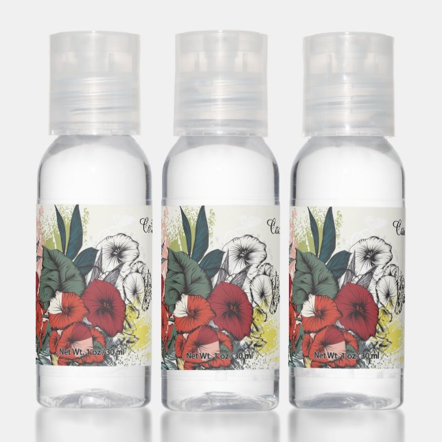 Custom Name Flower Illustration Hand Sanitizer (Set)