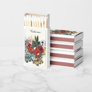 Custom Name Flower Illustration Matchboxes