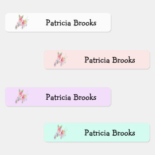 Custom name flower painting kids' labels