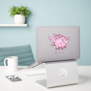 Custom Name Flying Pig Sticker