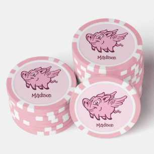 Custom Name Flying Pigs Poker Chips