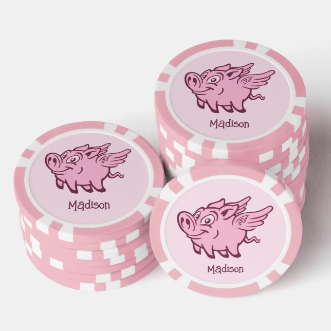 Custom Name Flying Pigs Poker Chips (Stack)