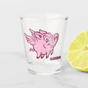 Custom Name Flying Pigs Shot Glass