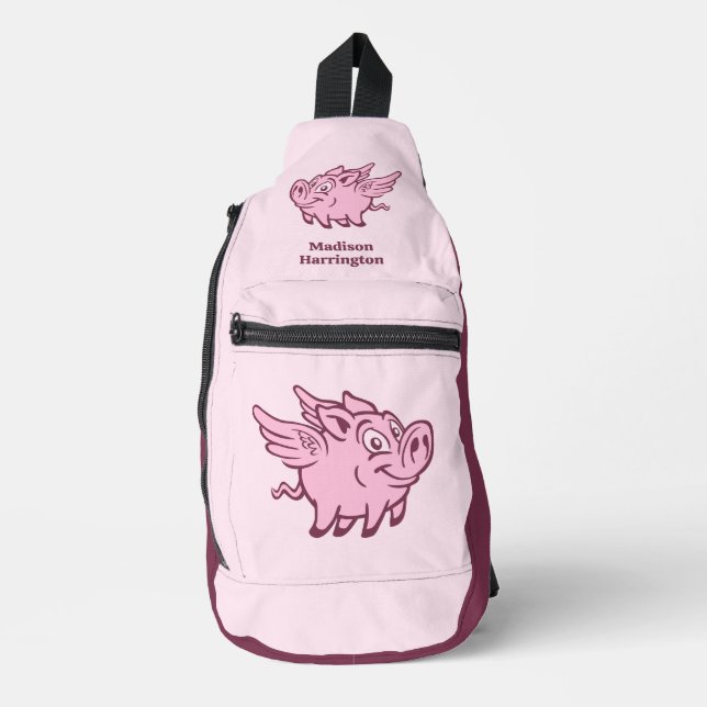 Custom Name Flying Pigs Sling Bag (Front)