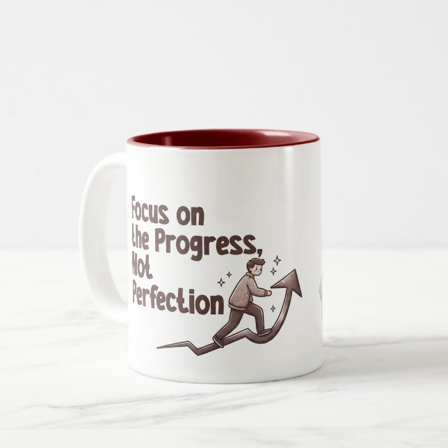Custom Name Focus On Progress Not Perfection Mug (Front Left)