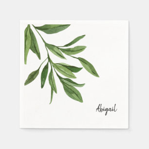 Custom Name Foliage Cocktail Napkins