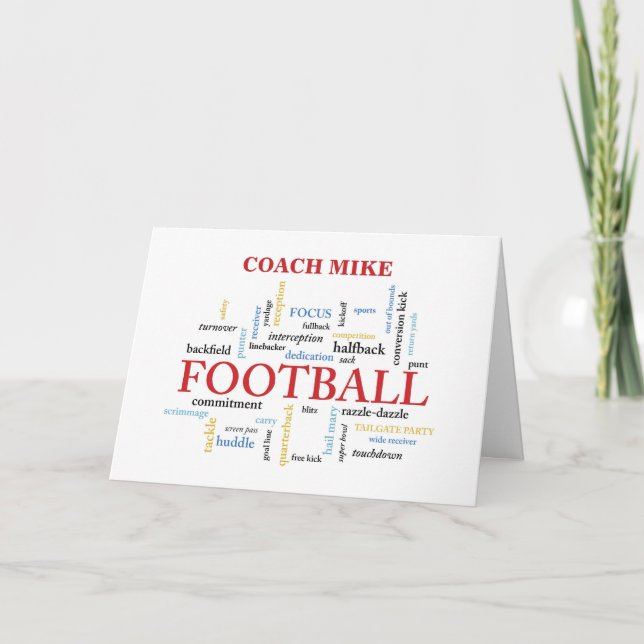Custom Name Football Coach Thank You in Words (Front)