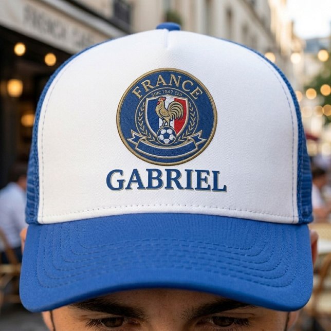 Custom Name Football Fans Soccer Crest Trucker Hat (Creator Uploaded)