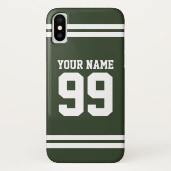 Custom Name Football Jersey Number Athletic Stripe Iphone X Case by logotees at Zazzle