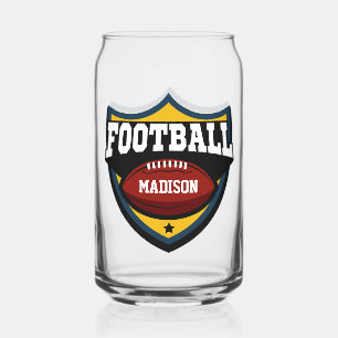 Custom name Football Logo Can Glass