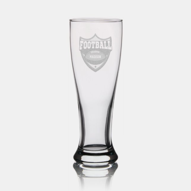 Custom Name Football Logo Pilsner Glass (Glassware)
