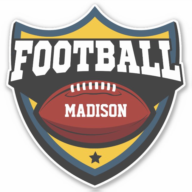 Custom name Football Logo Sticker (Front)
