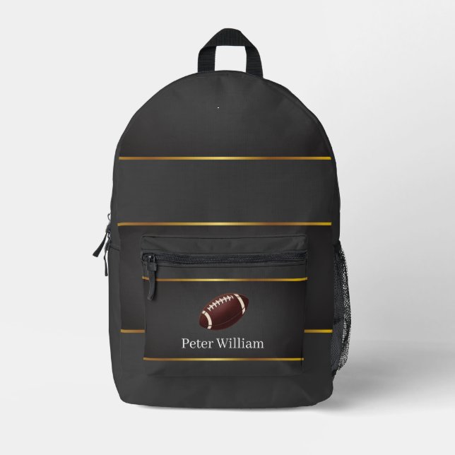 Custom Name Football Lover High School Labels Printed Backpack (Front)