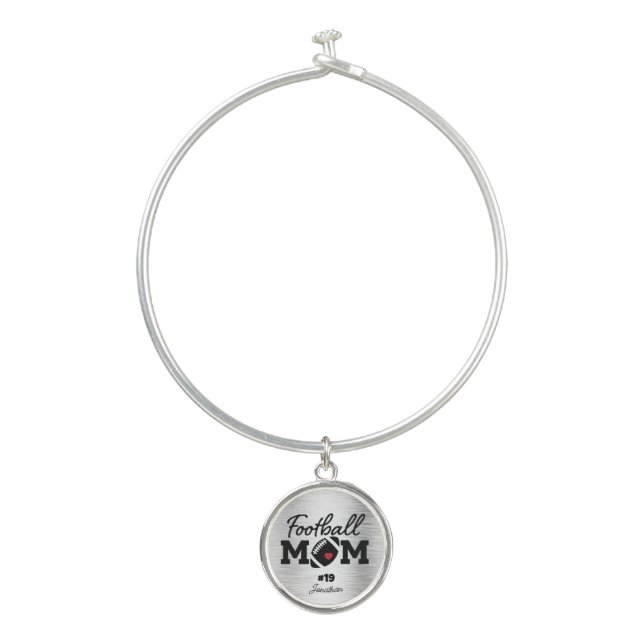 Custom Name Football Mom Bangle Bracelet (Front)