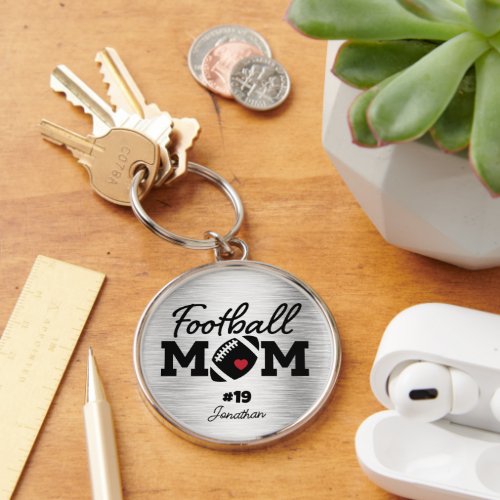 Custom Name Football Mom Keychain