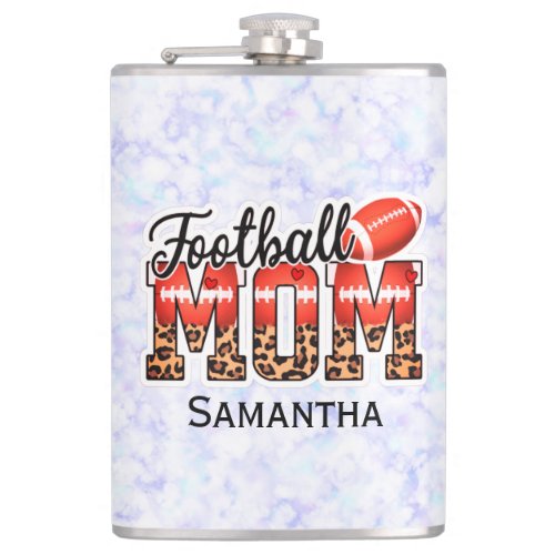 Custom Name Football Mom  Mothers Day Flask