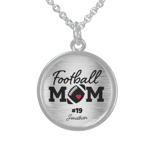 Custom Name Football Mom Sterling Silver Necklace
