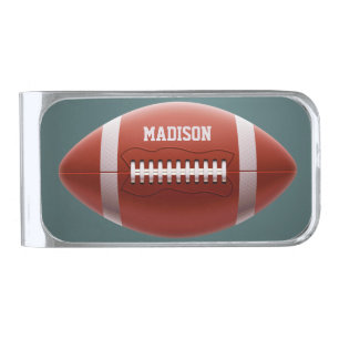 Custom name Football Silver Finish Money Clip