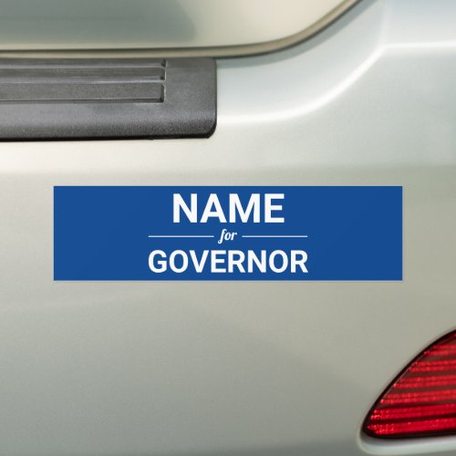 Custom Name for Governor Blue White Election Bumper Sticker