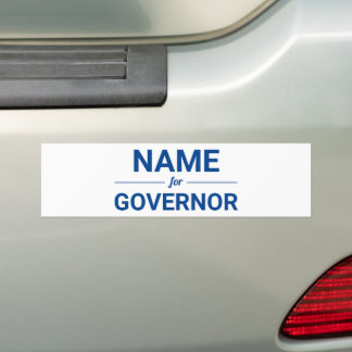 Custom Name for Governor White Blue Election Bumper Sticker