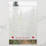 [ Thumbnail: Custom Name + Forest and Mountain Scene Stationery ]