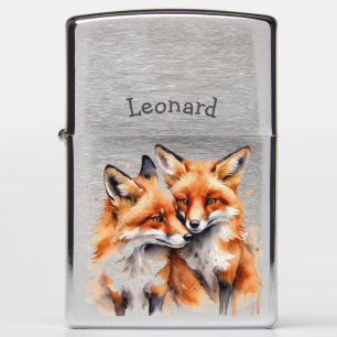 Custom Name Fox Foxes Wildlife Animal Nature Art Zippo Lighter