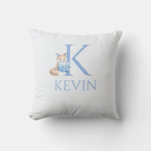 Custom Name Fox reading a book Nursery art Throw Pillow
