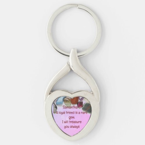 Custom Name Friend Gem Crystal Jewel Keychain