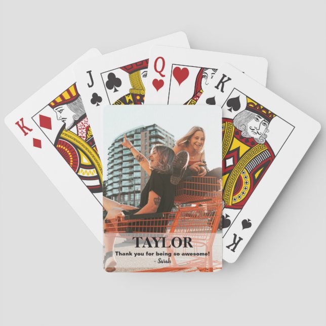 Custom Name Friend Photo Gift Poker Cards (Back)