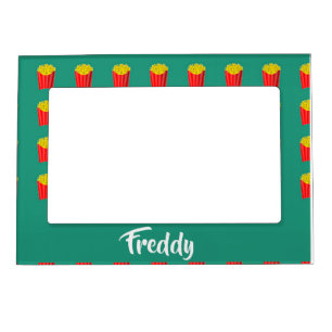 Custom name fries on teal magnetic frame
