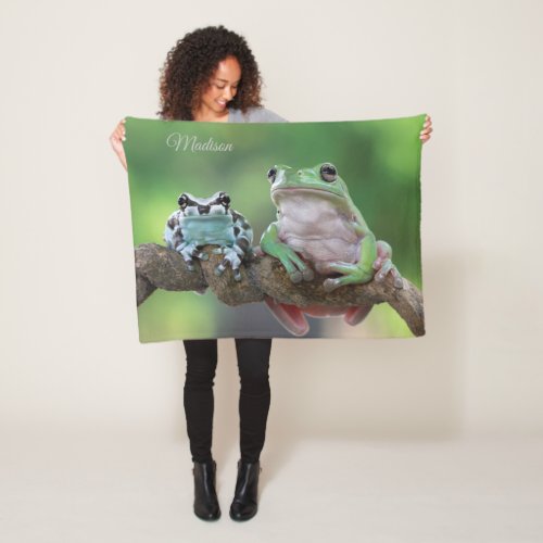 Custom Name Frog Fleece Blanket