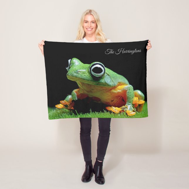 Custom Name Frog Fleece Blanket (In Situ)